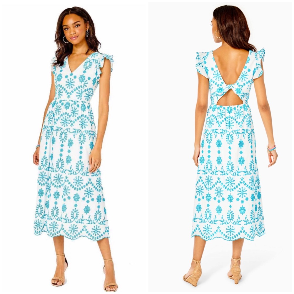 Lilly Pulitzer | Lillyanne Eyelit Midi Dress | size 6